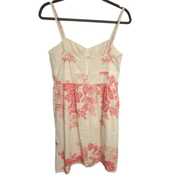 J. Crew Mirabel Mini Dress Women’s 6 Embroidered Floral Cream Coral Empire Waist - Picture 2 of 7